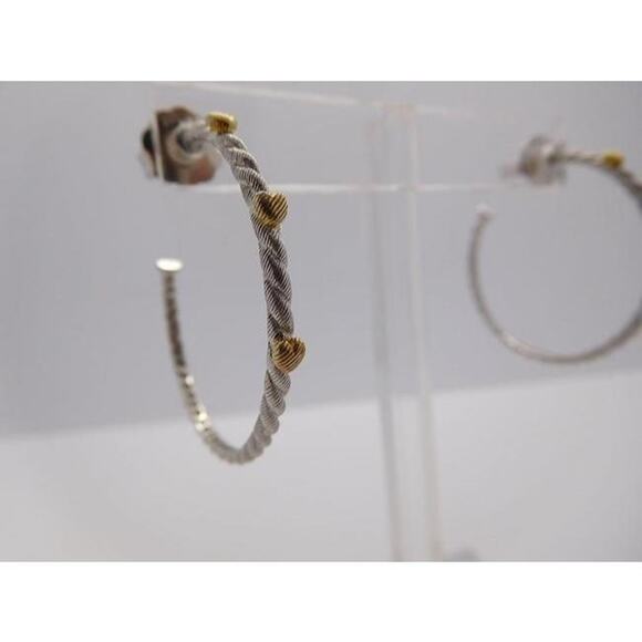 Judith Ripka Heart Hoop In Sterling Silver Earrings 1.5in - Picture 3 of 7